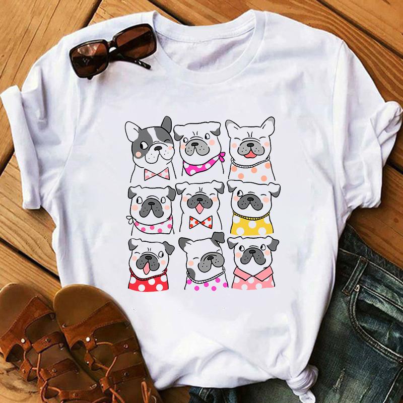 Kawaii French Bulldog T Shirt Women Dog Lover Top Tees Femme Summer Top Female Aesthetic Clothes Graphic Tshirt Camisetas Mujer