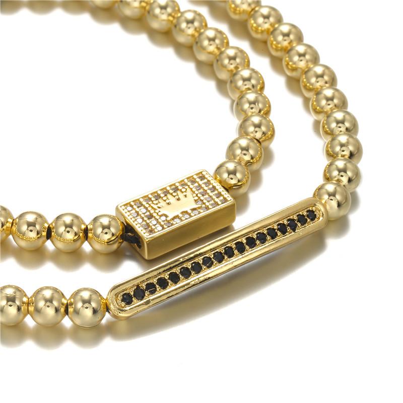 Men's punk bracelet, stylish rectangular micro-inlaid zircon crown bracelet, woven adjustable men's bracelet