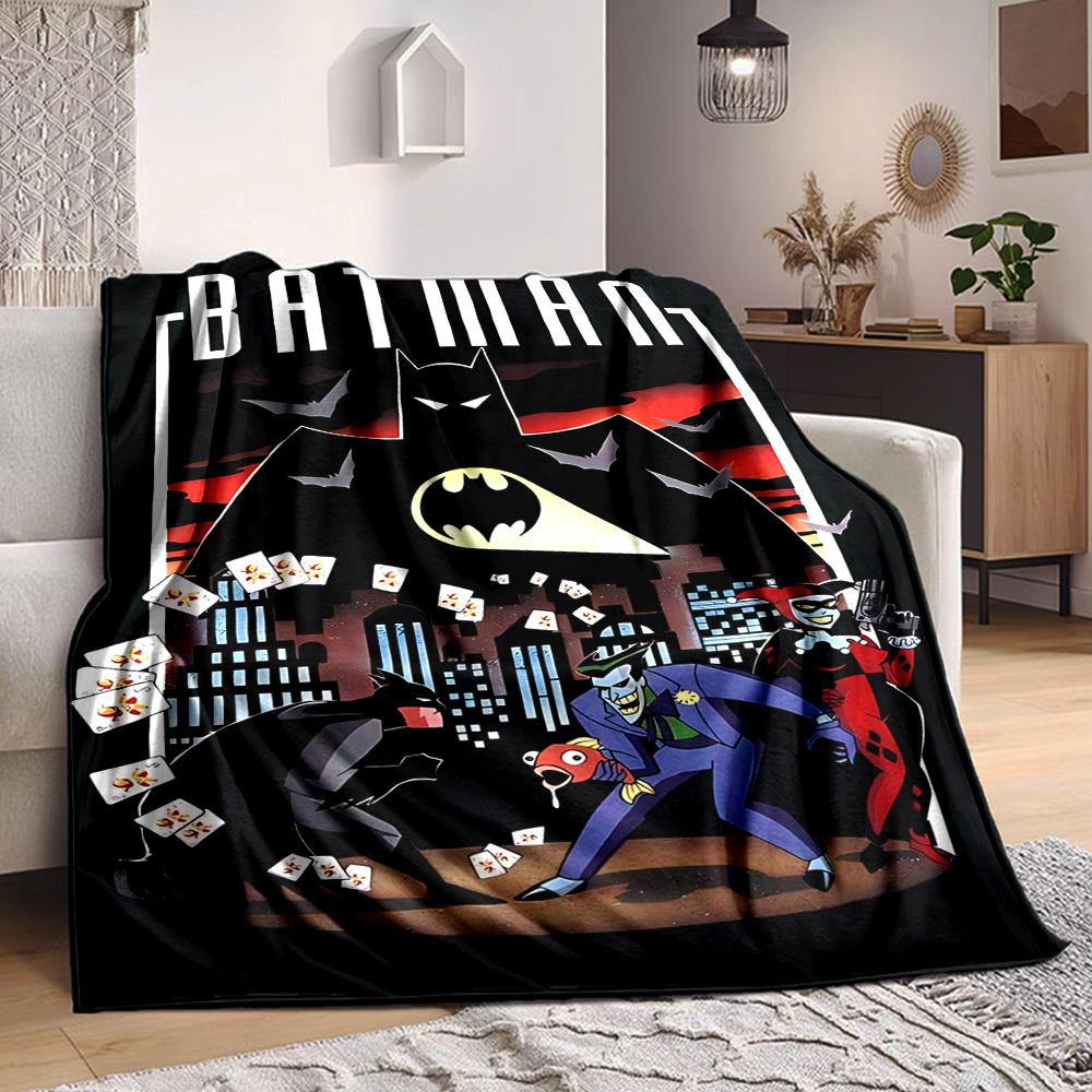 1pc Batman Flannel Throw Blanket - HD Printed Lightweight Soft Warm All-Season Blanket for Sofa, Bed, Travel091