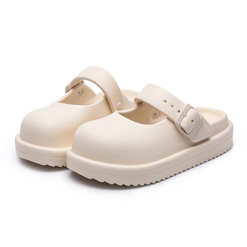 Mary Jane women's shoes are fashionable and versatile, and they are worn outside. Non-slip and cool slippers are heightened. Thick-soled one-pedal