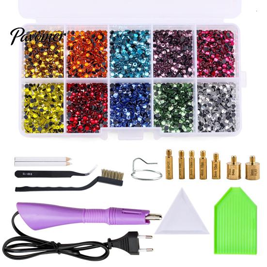 Flatback Rhinestone Setter Wand Hotfix Applicator Kit with 7 Tips, Hot Fix Crafting Supplies Tool, for DIY Clothing Fabric Craft Projects Shoes Bags