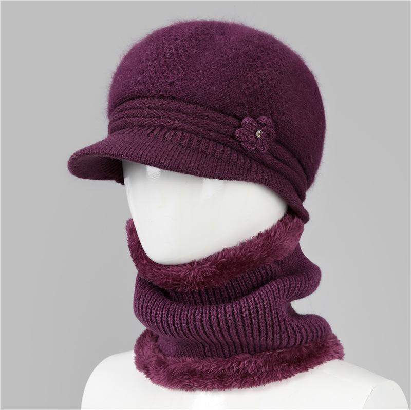Wool Hat Women'S Season Velvet Warm Rabbit Hair Mother Hat Ear Protection Cold Foreign Gas Knitted Hat