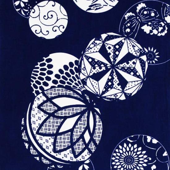 Dyeing Anbo Hand Towel Katagami Temari Authentic Dyed Cotton Made in 35cm x 100cm "Ise (Deep Blue)" 100% Tokuoka, Japan,