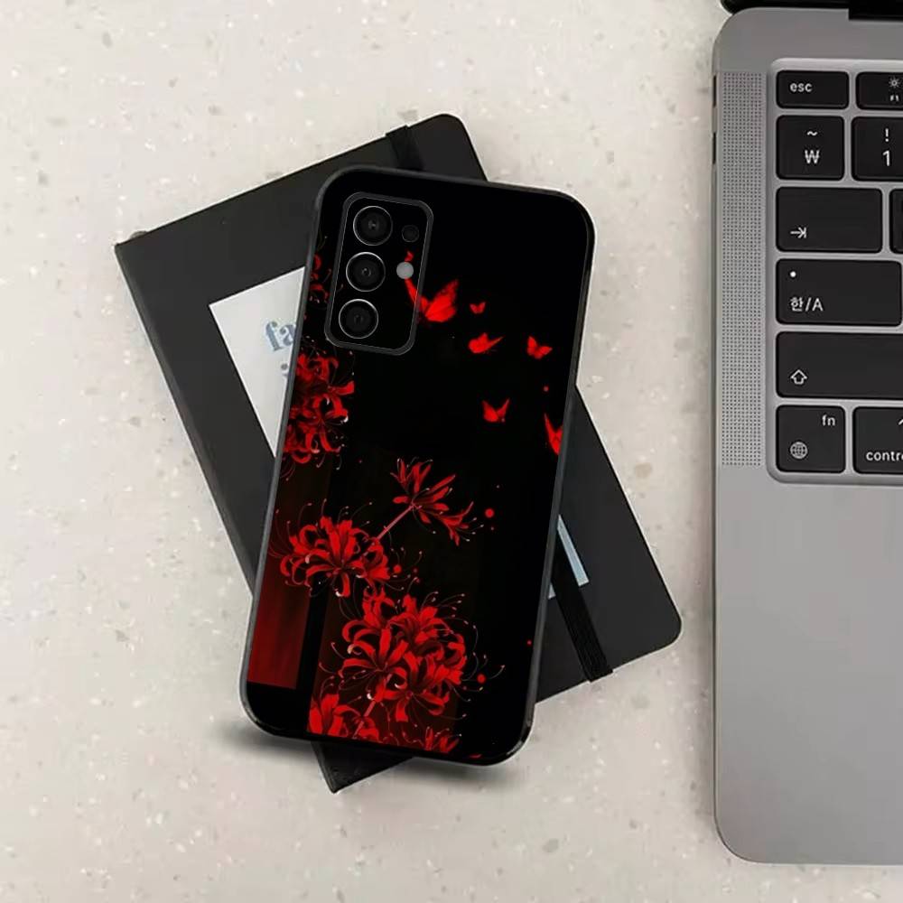 Lily Flower Red Spider Phone Case For Samsung Galaxy A73,31,32,72,41,J7,8,9,53,52,71,22,Note Soft Black Silicone Cover
