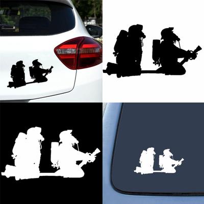Cartoon Firefighter PET Reflective Decal Car Sticker Waterproof Adhesive Decor