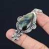 Natural Labradorite Gemstone Pendant Flower 925 Sterling Silver Indian Jewelry