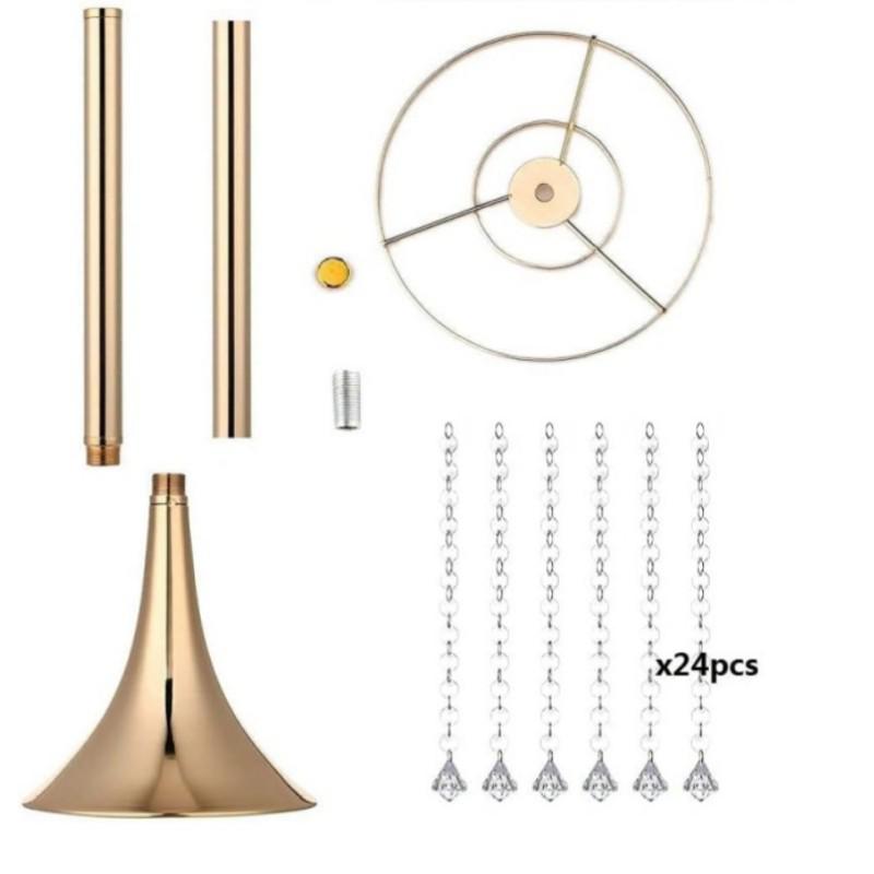Iron Art Flower Stand with Crystal Bead Curtain for Weddings and Dining Table Decorations
