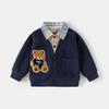 Baby Boys Spring Casual Sweatshirt Faux Two Piece Cartoon Long Sleeve Top for Toddler Boys