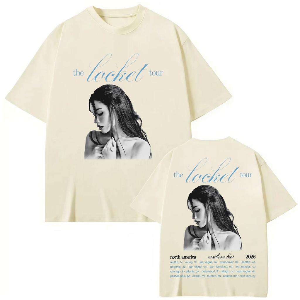Singer Madison Beer The Locket Tour Graphic T Shirts Fashion Aesthetic Oversized T-shirts Men Women Cotton T-shirt