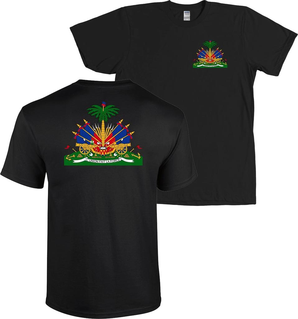 Haiti Wappen Vorder- & Rückseite Druck T-Shirt Haitianische Karibische Republik - NEU
