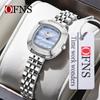 OFNS Women's Fashionable Lightweight Waterproof Quartz Watch with Small Leather Strap and Square Dial
