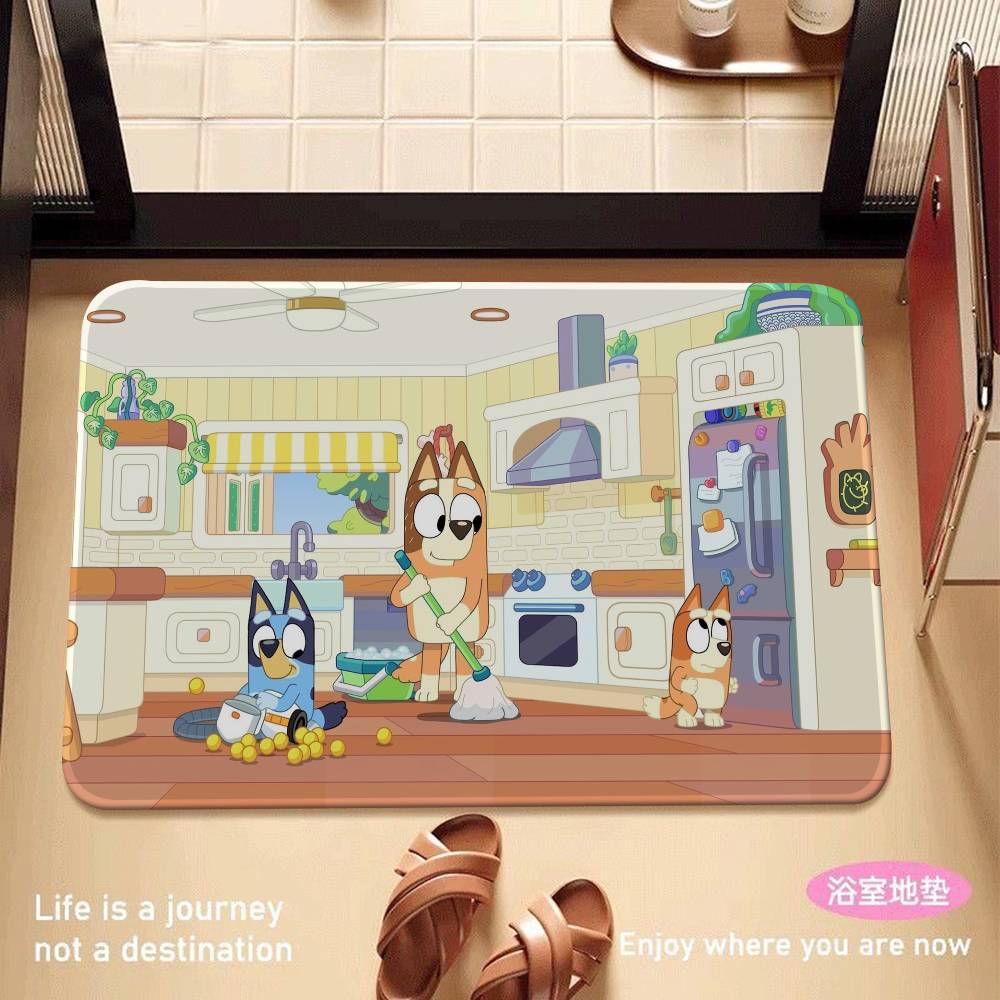 Anime B-BlueyS Cute Bathroom Mat Kids Room Bedroom Decoration Balcony Anti-Slip Doormat Living Room Welcome Rug