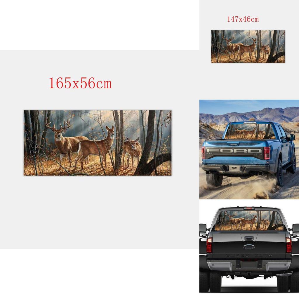 Hochwertiger Hirsch Wildtierszene Heckscheiben Grafikaufkleber für LKW SUV Van Auto