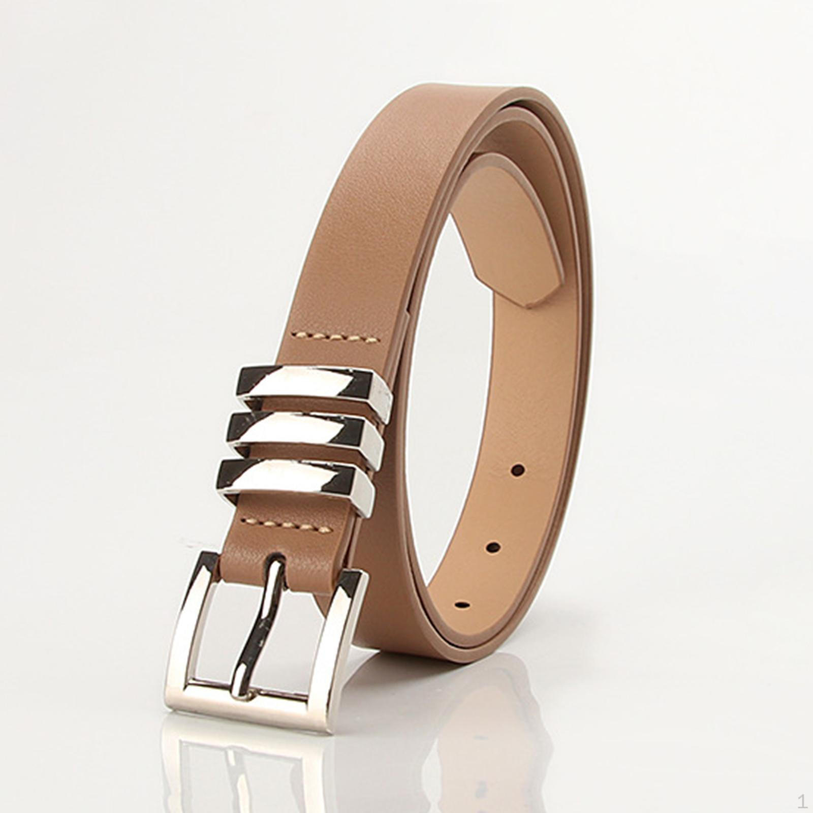 Casual Waist Belt PU Leather Decorative Pin Buckle Adjustable Waistband Western Cowgirl Jeans Women Khaki