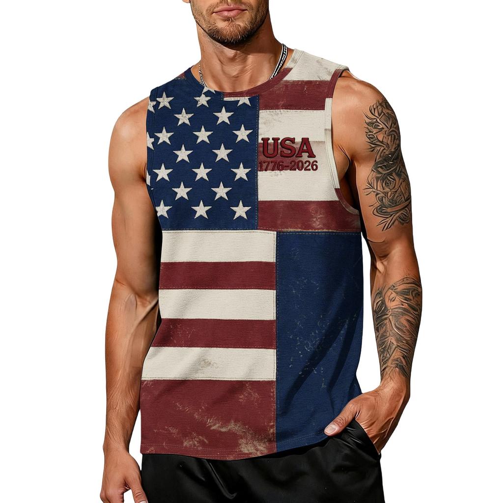 Men 4th Of Shirts USA Muscle Sleeveless Shirt Patriotic Tank Tops