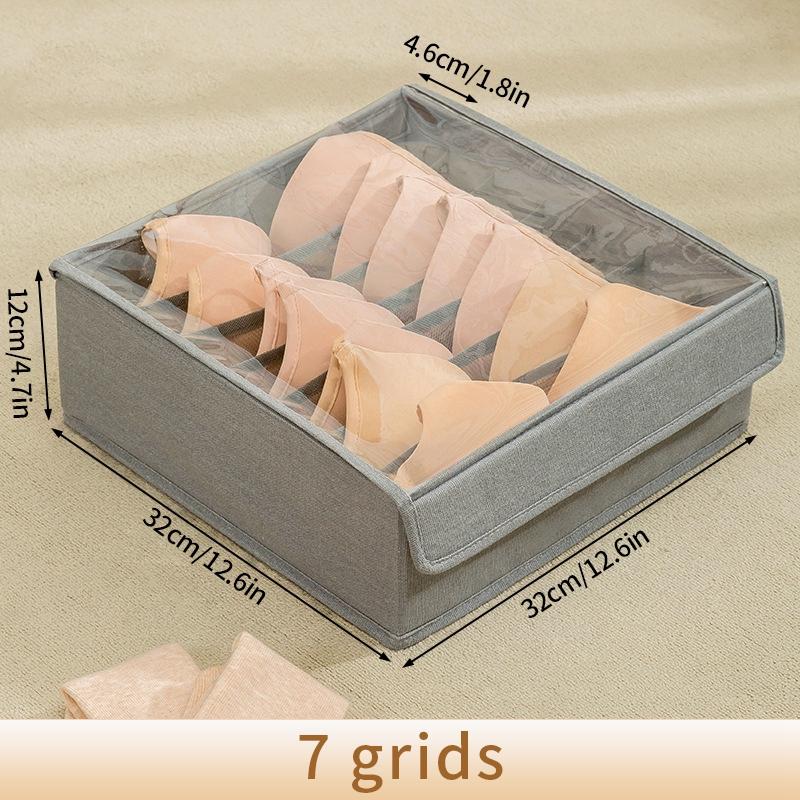 7/16/24 Grid Underwear Storage Box Cotton Linen Clothing Bra Cabinet Drawer Sock Storage Box Wardrobe Clothes Divider