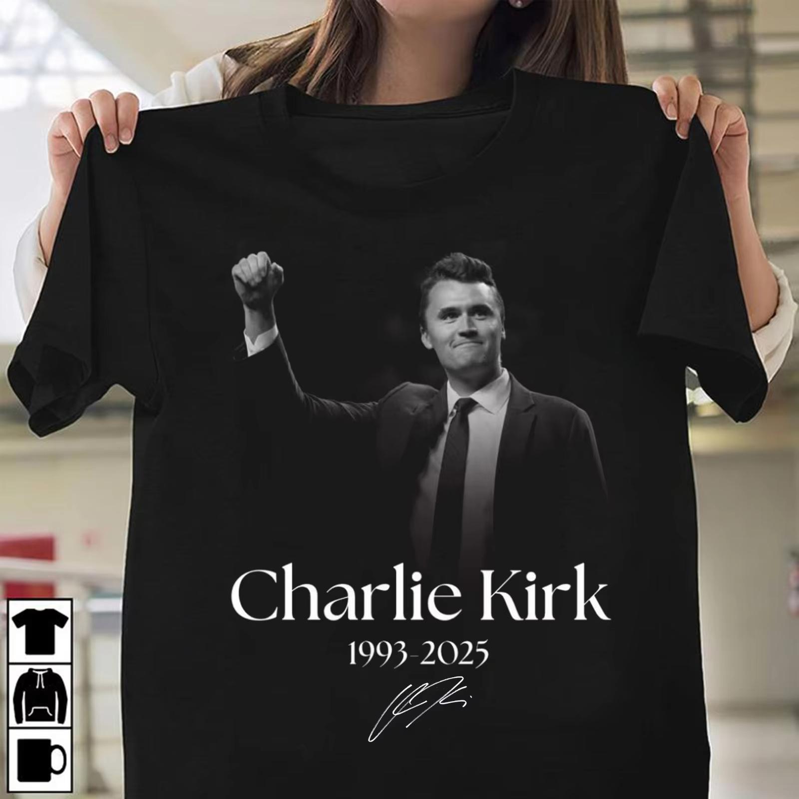 New Charlie Kirk 1993 2025 Short Sleeve Shirt All Size Singnature Unisex Women Cotton Tee Tops CHARLIE KIRKS Freedom Print Shirt S