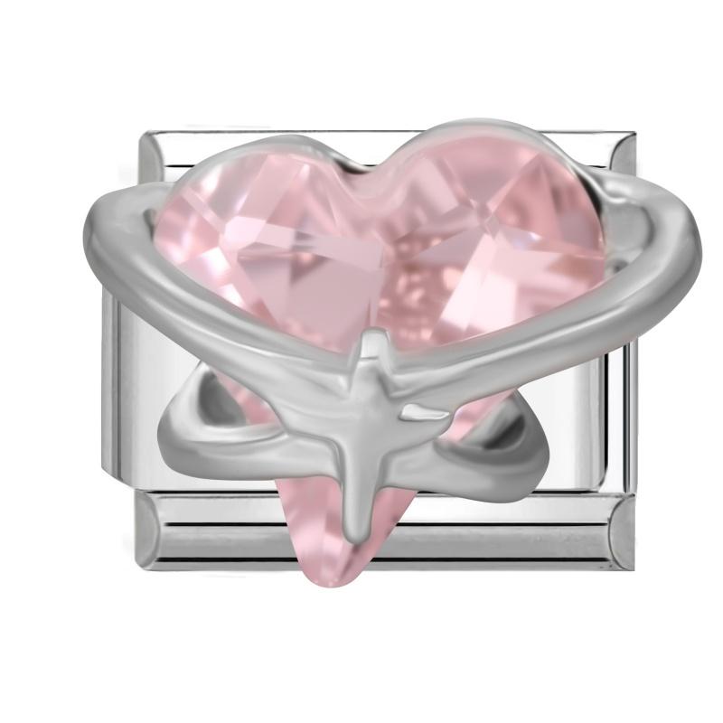 Shiny Zircon Bow Knot Cherry Heart Butterfly Pendant Italian Charm Links Fit 9mm Stainless Steel Bracelet Women DIY Making Gift