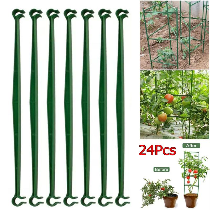 12/24 Piezas Brazos de Estaca para Jaula de Tomates de Jardín Ayuda para el Crecimiento de Plantas Soporte de Tallo de Planta