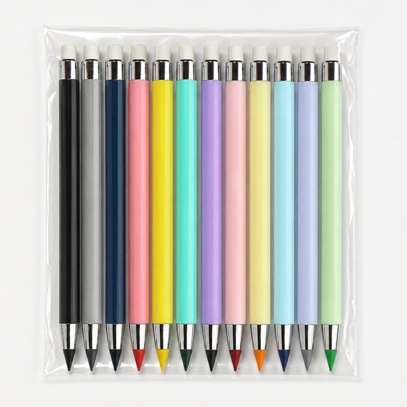 12-Color Non-Writable Eternal Pencil - Advanced Black Technology, No Sharpening Needed, Colored Lead. HB core