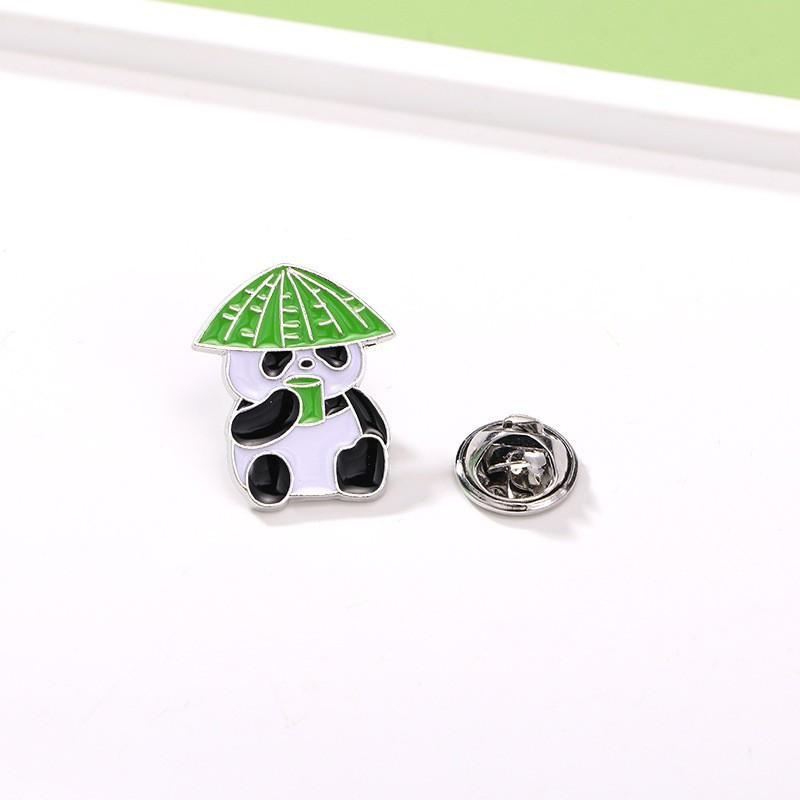 Chinese style panda brooch cute animal bag badge clothing bag accessories bamboo giant panda chain collar pin