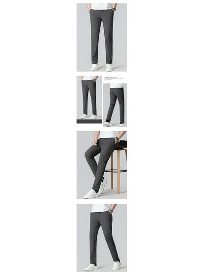 2026 Men's Slim Fit Elastic Waist Summer Pants - Korean Style Ice Silk Casual Straight Leg