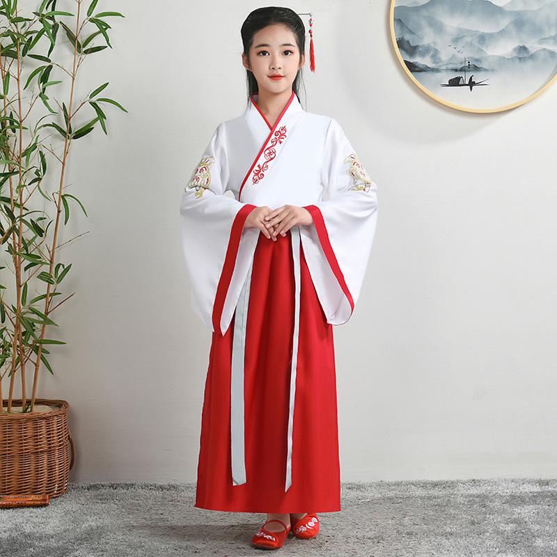 Hanfu Children's Traditional Costume: Boys' National Studies and Girls' Ancient Ruqun Tang Suit for School Performances.