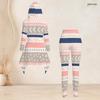 Women Plus Size Hooded Long Sleeve Printed High Low Top Fitted Pants Two Piece Set