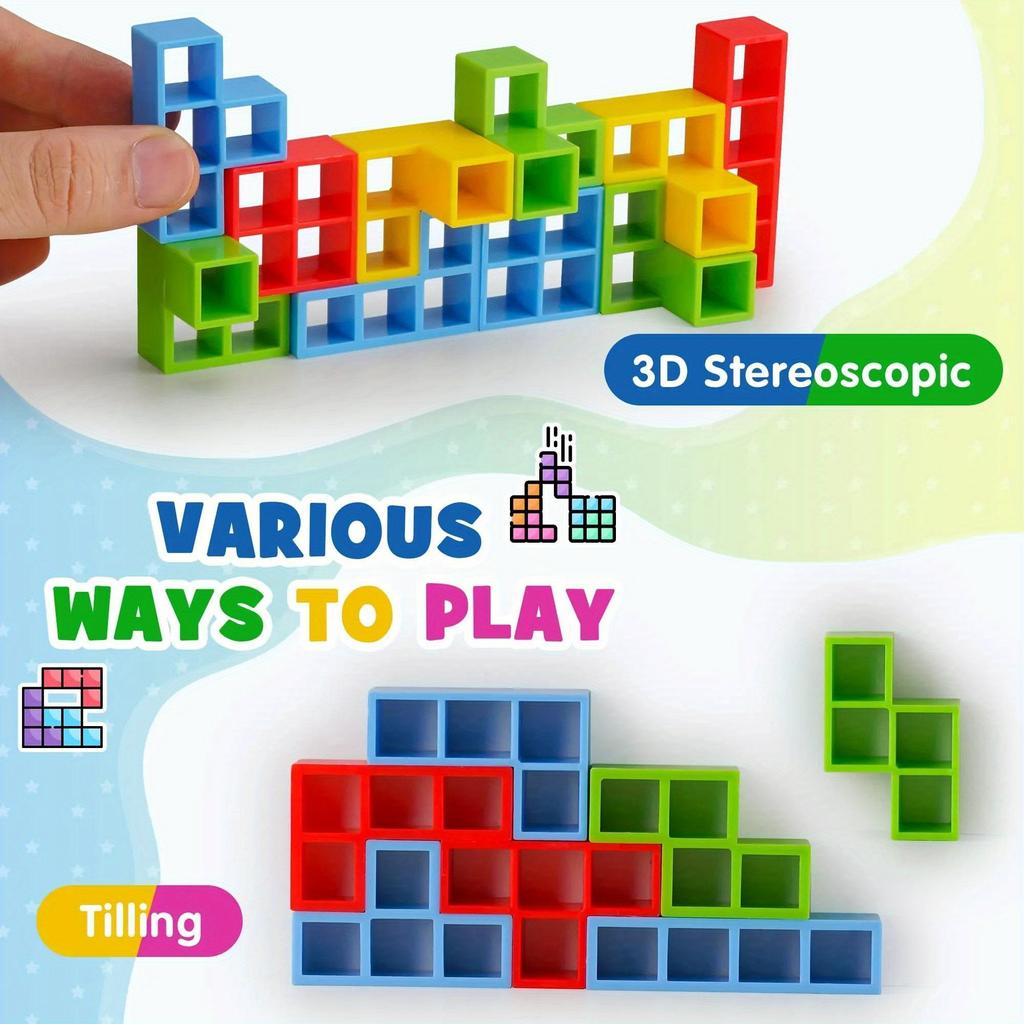 16/32/48 Pieces Fun Balance Stacking Jenga Table Games for Kids, Adults, Friends, Teams, Dorms, Family Game Nights and Parties, Christmas, Halloween