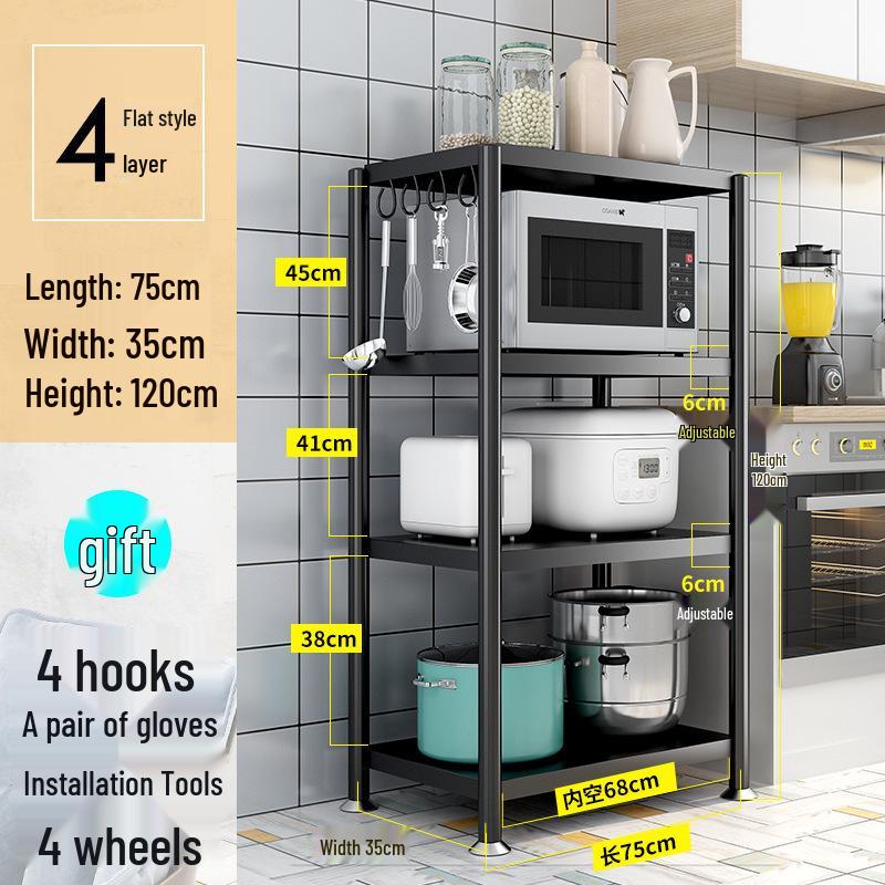Freestanding Multi-Layer Kitchen Storage Rack for Microwave and Pots