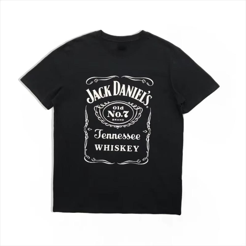 Summer Cotton Short Sleeve Tshirt Oversized Tee Wine Culture Whiskey Print Retro Trend Leisure Shirts for Women Y2k Top
