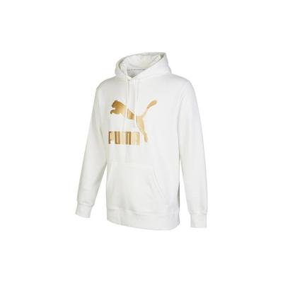 Puma Felpa con cappuccio a maniche lunghe con logo stampato da uomo Top Bianco 537678-02
