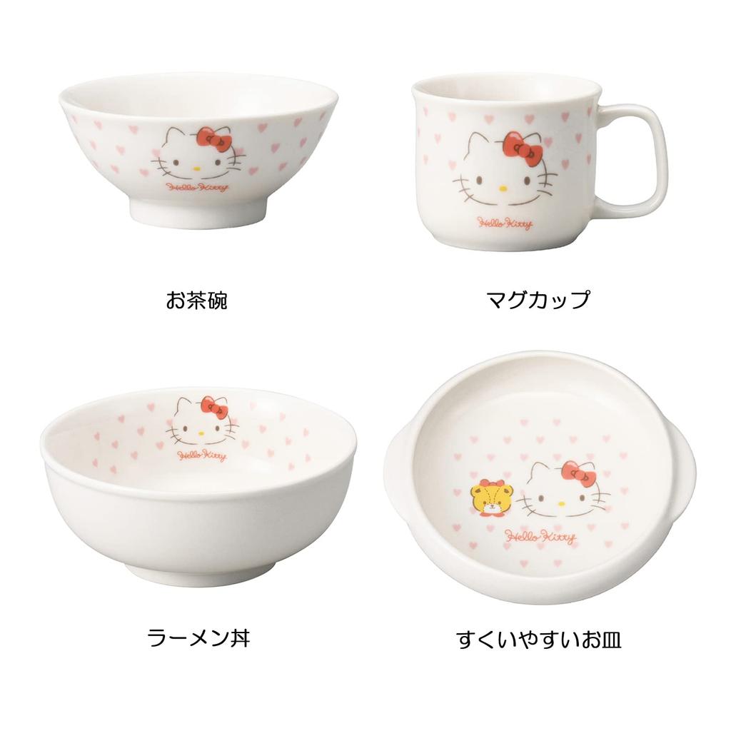 Kanesho Pottery Hello Kitty Dinnerware Dishwasher and Microwave Kitty Box Size x x Pink Heart Made in Product 365740 Children's Set, Safe,