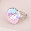 Colorful Unicorn Time Gem Ring Adjustable Cartoon Jewelry For Kids