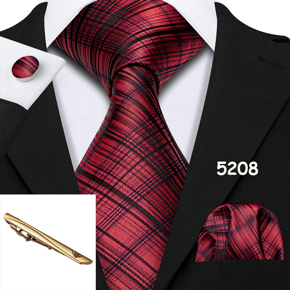 Barry.Wang Coole Krawatten mit Krawattenspange, Koralle, Rosa, Rot, Krawatte, Einstecktuch, Manschettenknöpfe, Set