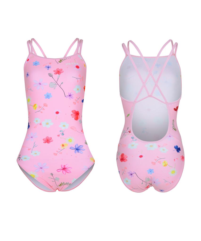 Jeteseu Women'S Double Strap Crossbody One-Piece Swimsuit Flora Mirage Cr L9A0056
