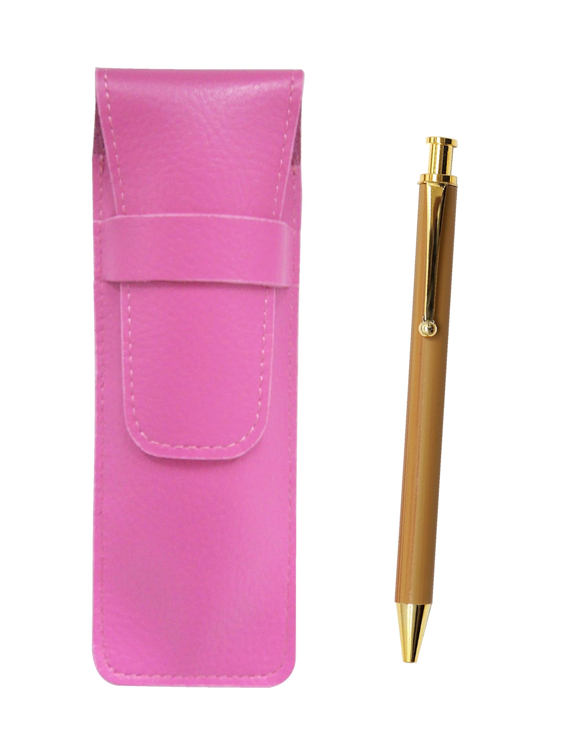 

Pink grained leather pencil case bamboo pattern ballpoint pen set SASP-FB300CB