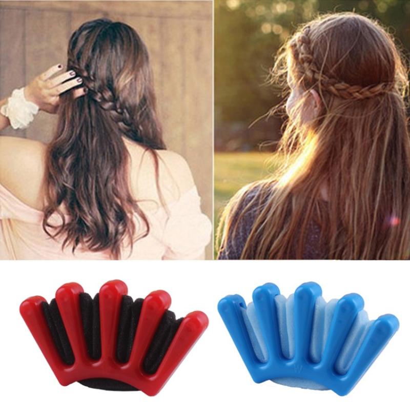 1 st DIY Vågigt Lockigt Tvist Stylingkit Manuell Hårkrymptång 5-Fingersvamp Hårflätningsverktyg För Kvinnor Flickor Fest Resa