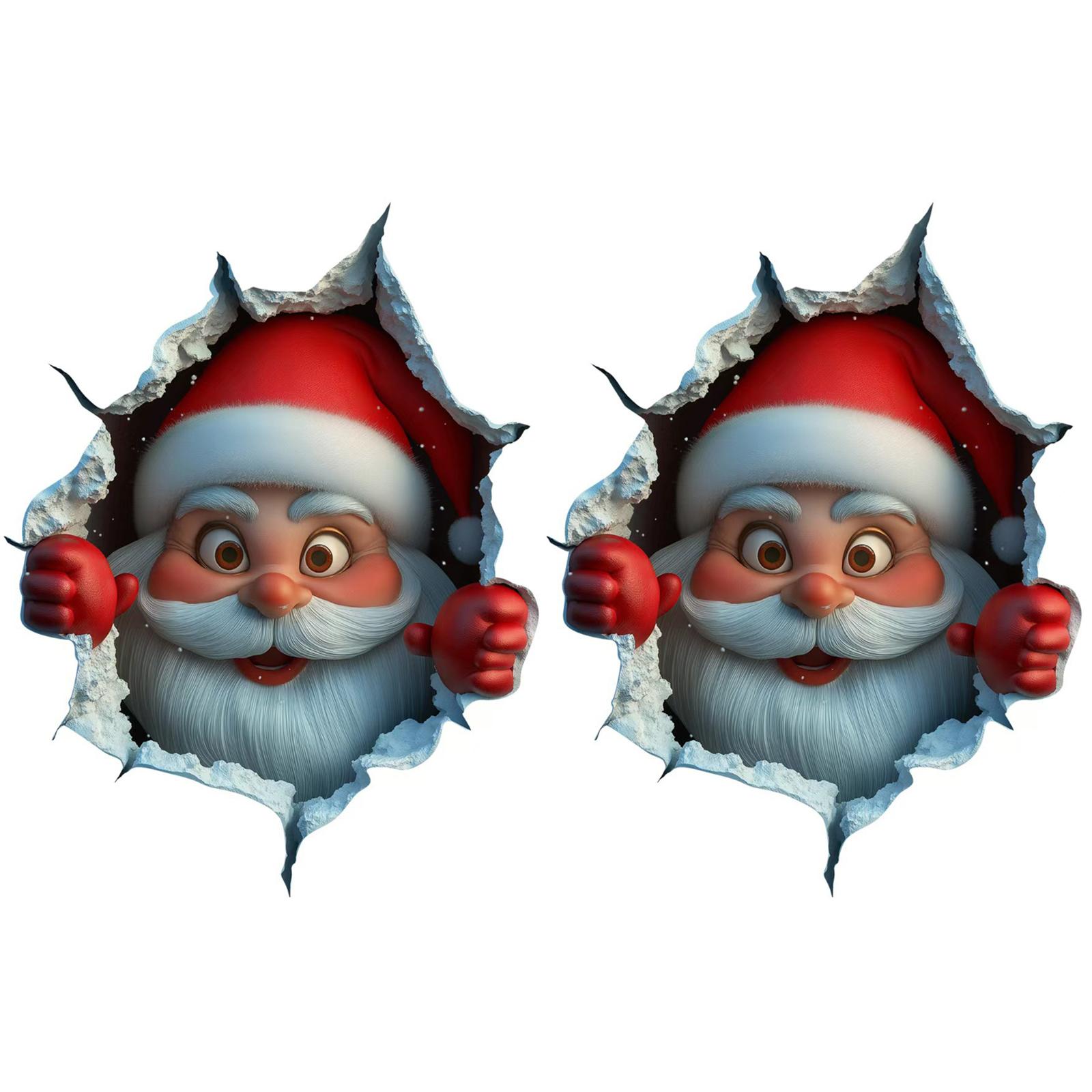 

Christmas Wall Sticker Santa Claus Breaking Through The Wall Effect Wall Sticker for Christmas Removable for Home Ornaments