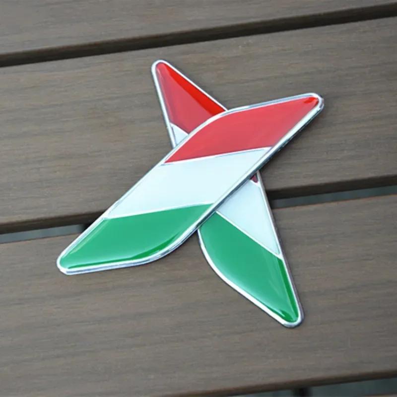2Pcs Metal Italian National Flag Side Fender Emblem Badge Decals Car Sticker Accessories For Fiat Alfa Romeo 159 147 156 Abarth