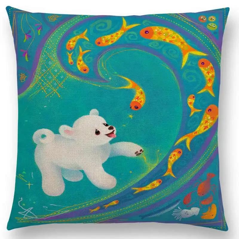 

Супер милый мультяшный животный иглобрюх чехол для подушки, прекрасная птица, милое гнездо, интересная рыба, кошка, лягушка, лиса, наволочка для диванной подушки, Огар 66x66cm