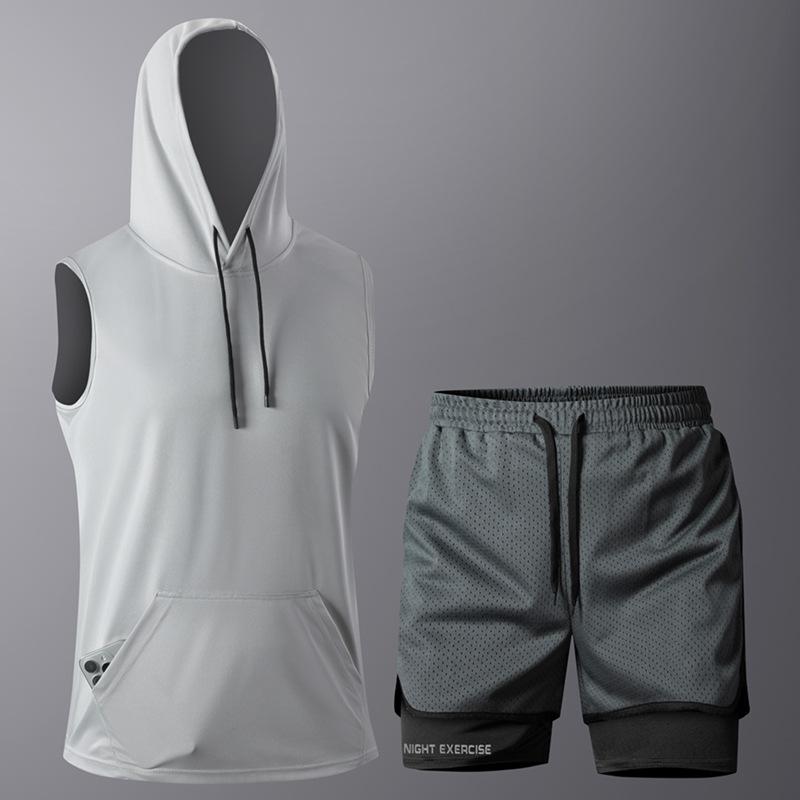 Tank Top + Shorts Sets Men Summer Tennis Activewear Running Basketball Training Wear Sleeveless Vest 2 Pcs Tracksuit