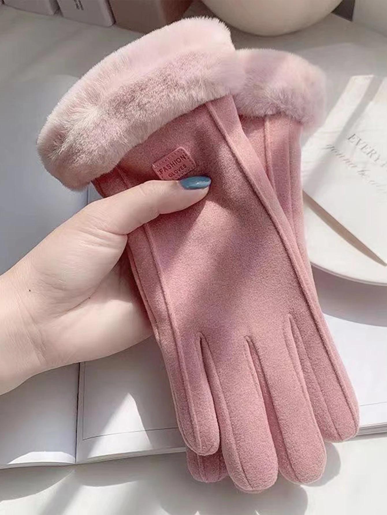 

2025 1 пара Женские осенне-зимние теплые перчатки с возможностью сенсорного управления, с подкладкой и утолщенные, для защиты от ветра и холода