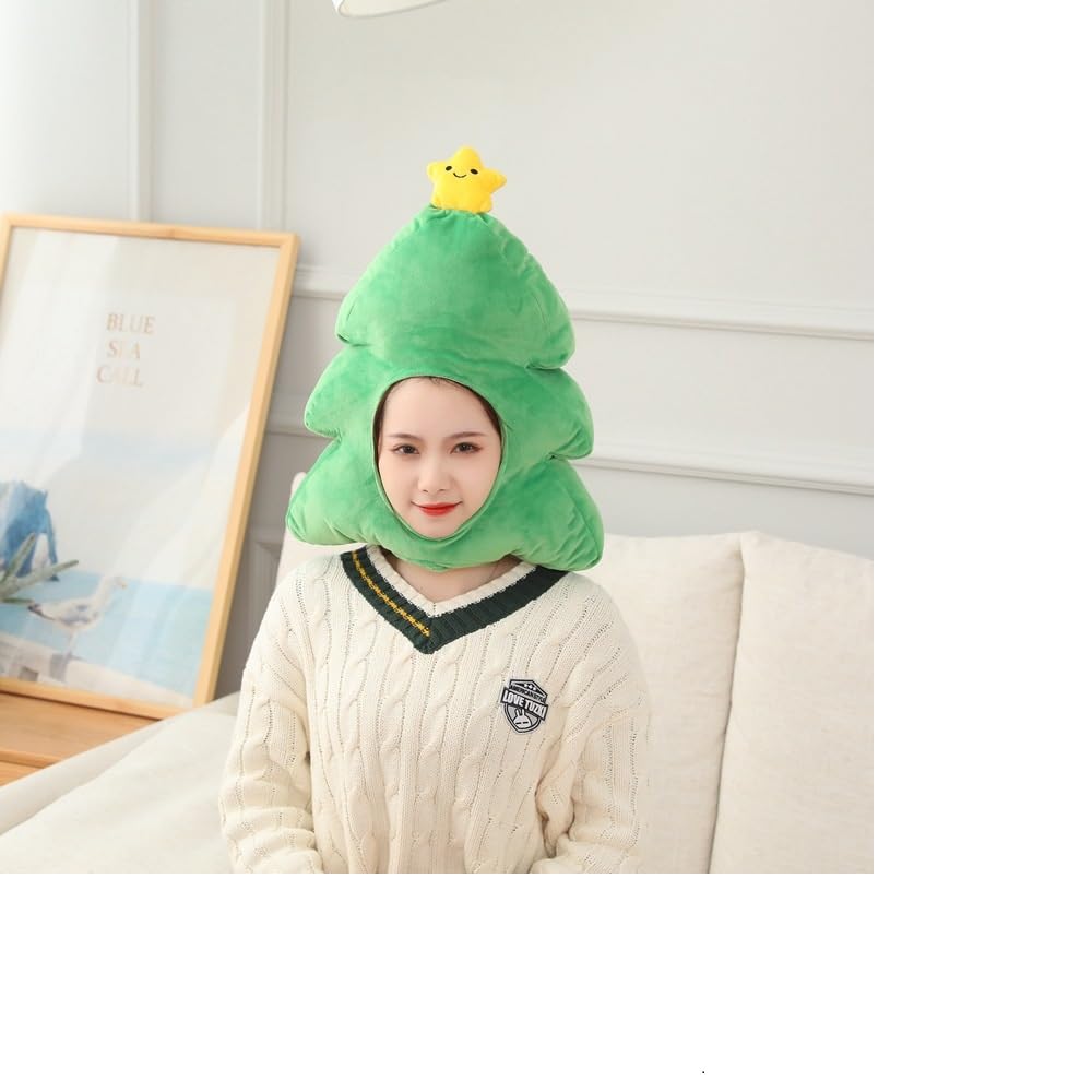 Cosplay Accessory Cap Hat Headgear Funny Hat Christmas Halloween Fluffy Kigurumi Cap Plush Headgear Event Party Funny Photo Prop (Christmas Tree)