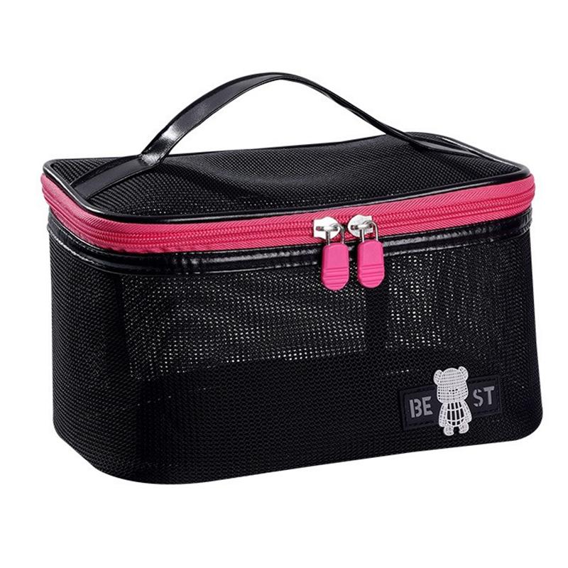 Women'S  Transparent Mesh Travel Cosmetic Bag Storage 1 Layer Toiletry Bag Large Capacity Make Up Organizer Bag