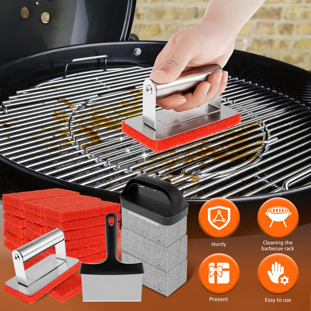 26 Stück BBQ Grillreinigungsbürste Ziegelblock Grillreinigungsstein Bimssteinziegel für Grillrost Grillreiniger-Set Küchenwerkzeug