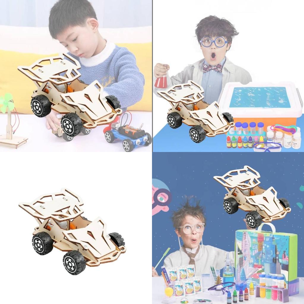 Kids Educational Science Diy Wooden Remote Control Car Model Kit Handmade Assembly Steam Toy