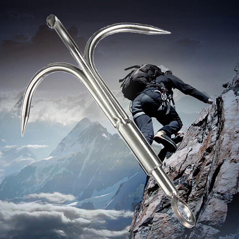 3-Claw Grappling Hook Stainless Steel Tree Climbing Hook Grappling Steel Hook Rock Climbing Claw For Outdoor Hiking Walking