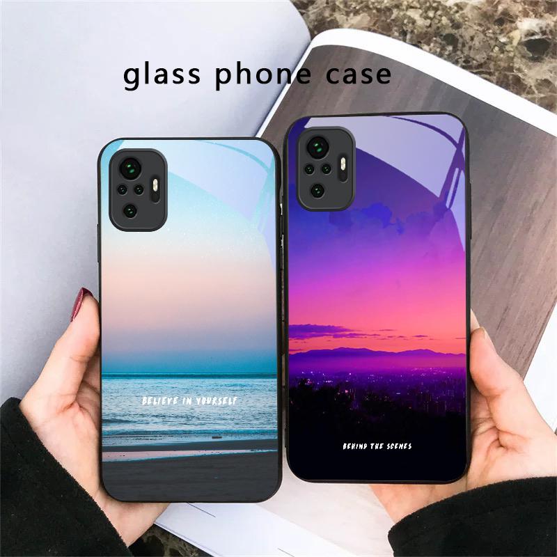 Dark colored seawater For Redmi Note 14 Pro+ 13 Pro 8 9 9S 12S 10 Pro 11 12 13C 14C A3 12 13 K60 Ultra Black Glass Phone Case