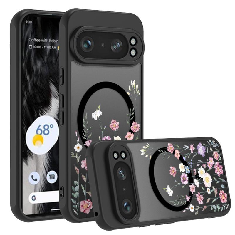 

Матовий магнітний чохол для Google Pixel 10 9 8 Pro 8A 9A Pixel 9 10 Pro XL Для бездротової зарядки Magsafe Фіолетові квіти Чохол для телефону Google Pixel 8